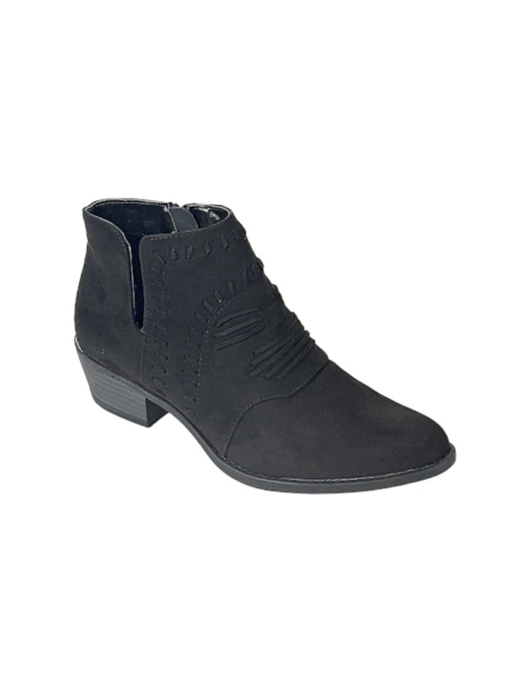 Qupid Sochi-152 Women Black Su Western Ankle Boot Low Heel Bootie